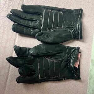 Harley Davidson Womens Black Leather Gloves Pink Motorcycle Riding Small